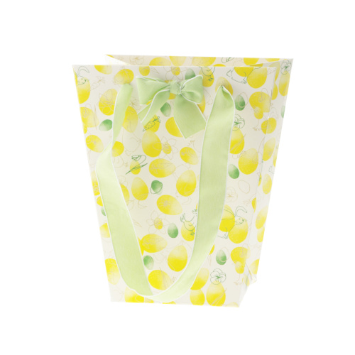Сумка картон 20х11х17 зел/желт. Easter Blossom
