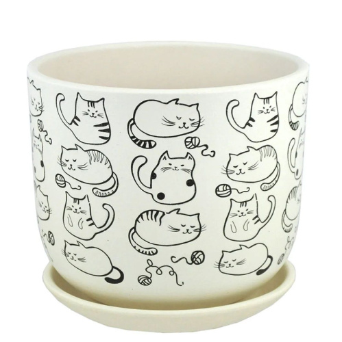 Горшок композит коты белый бук №2