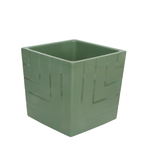 Кашпо с дренажной вставкой Квадро 6,6 л, нефрит