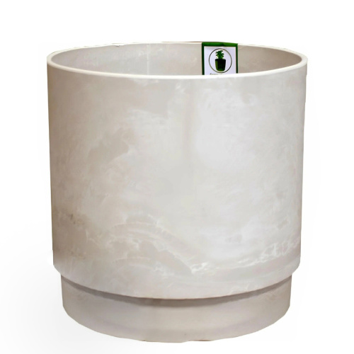 горшок круглый с/дренаж вклад. 5,5л белый камень