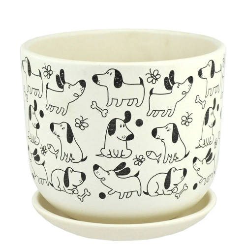 Горшок композит Собаки белый бук №1