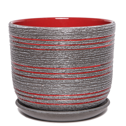 Горшок композит Лофт серо-красный бук №1