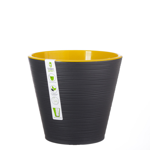 кашпо с дренажной вставкой Конус 1,3 л, черный
