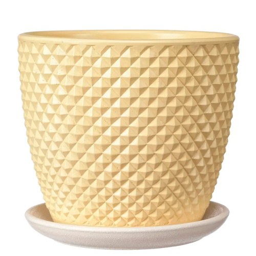 Горшок композит грань желтый бутон №2