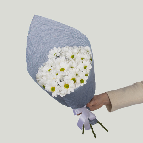 Монобукет из 5 хризантем 03